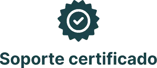 Sello de soporte técnico certificado y garantía de software legalizado