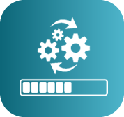 Engranajes con barra de progreso representando actualización de software y sistemas