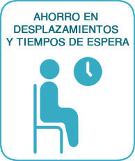 Persona sentada con reloj representando ahorro en desplazamientos y tiempos de espera