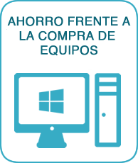 Computador y torre representando ahorro frente a la compra de equipos
