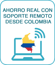 Portátil con mapa de Colombia y señal WiFi representando ahorro con soporte remoto