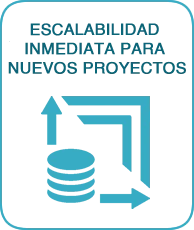 Flechas ascendentes y servidores representando escalabilidad inmediata para proyectos