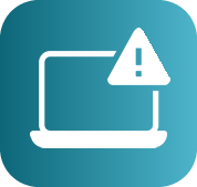 Pantalla de computador con ícono de advertencia representando fallas de software