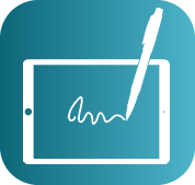 Tablet con firma digital representando aprobación y validación electrónica de documentos