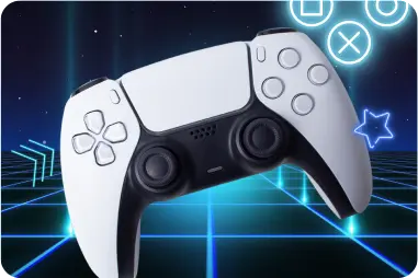Control de consola de videojuegos con iluminación neon representando implementación de tecnología
