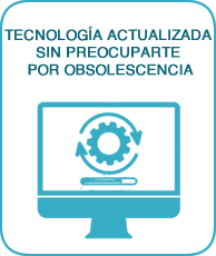 Monitor con engranaje rotando representando tecnología actualizada sin obsolescencia