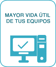Computador con marca de verificación representando mayor vida útil de los equipos