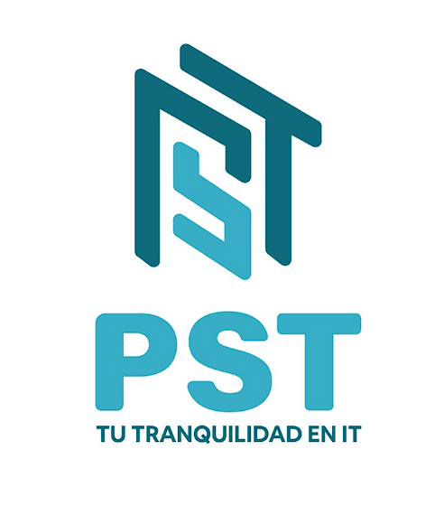 Logotipo vertical de PST de Colombia con el eslogan Tu tranquilidad en IT