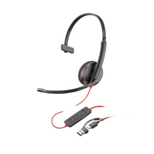 Poly Blackwire 3210 Monaural USB-C Headset +USB-C/A Adapter (Bulk)