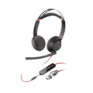 Poly Blackwire 5220 Stereo USB-C Headset +3.5mm Plug +USB-C/A Adapter