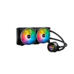 XPG LEVANTE II 240, Negro, diseño de Espejo Infinito, Velocidad: 800-2000 RPM, Ruido: 29dBA, Flujo de Aire: 58 CFM, TDP 270W a 82?, Rodamiento Hidráulico, Socket: Intel (LGA 1851/1700/1200/115x), AMD (AM5/AM4/AM3), 5 Años de Garantía